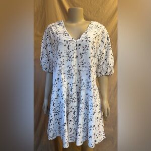 Universal Thread Cream Dress with Black Floral Print